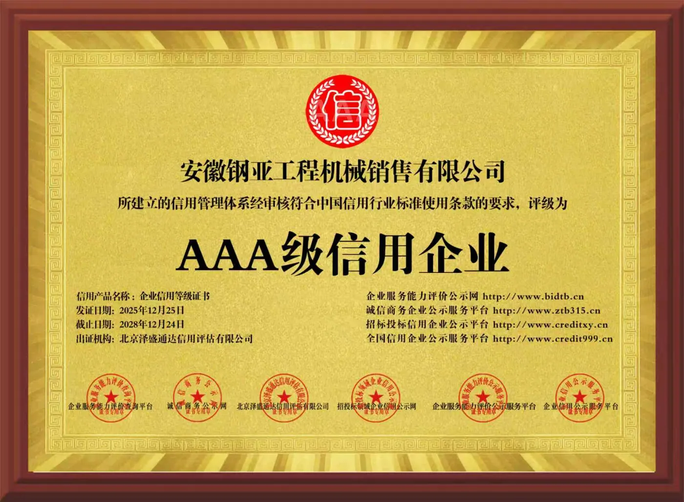 Anhui Gangya company credential